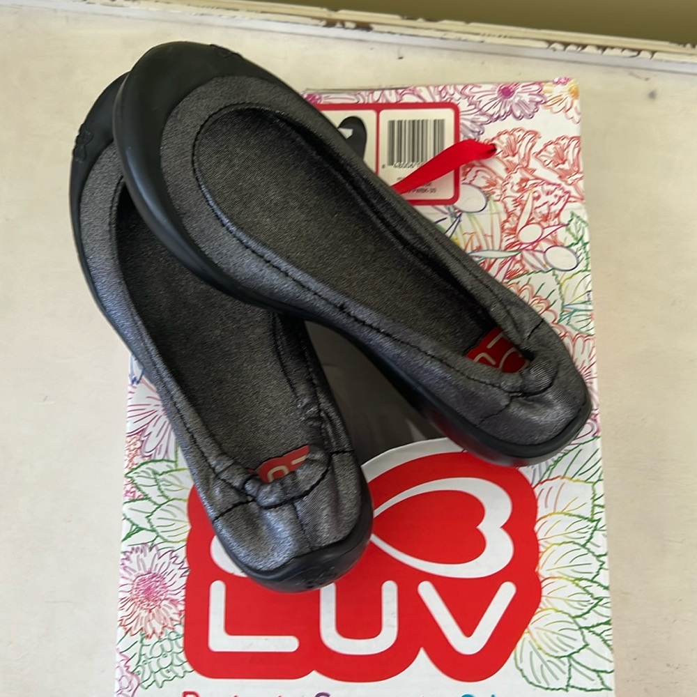 Little girls, ballerina metallic black Euros size 30, US size 12